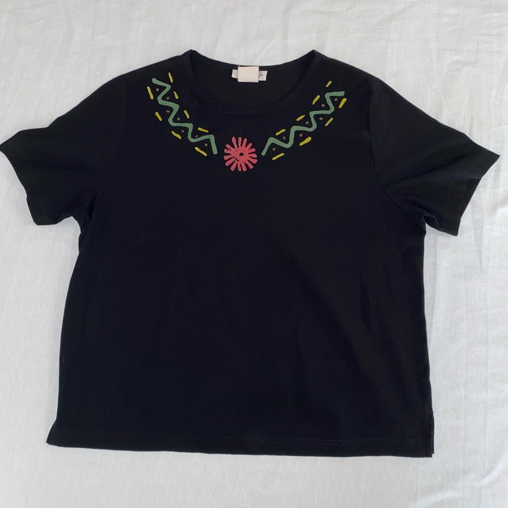 VINTAGE Two-twenty Black Aztec Print T Shirt